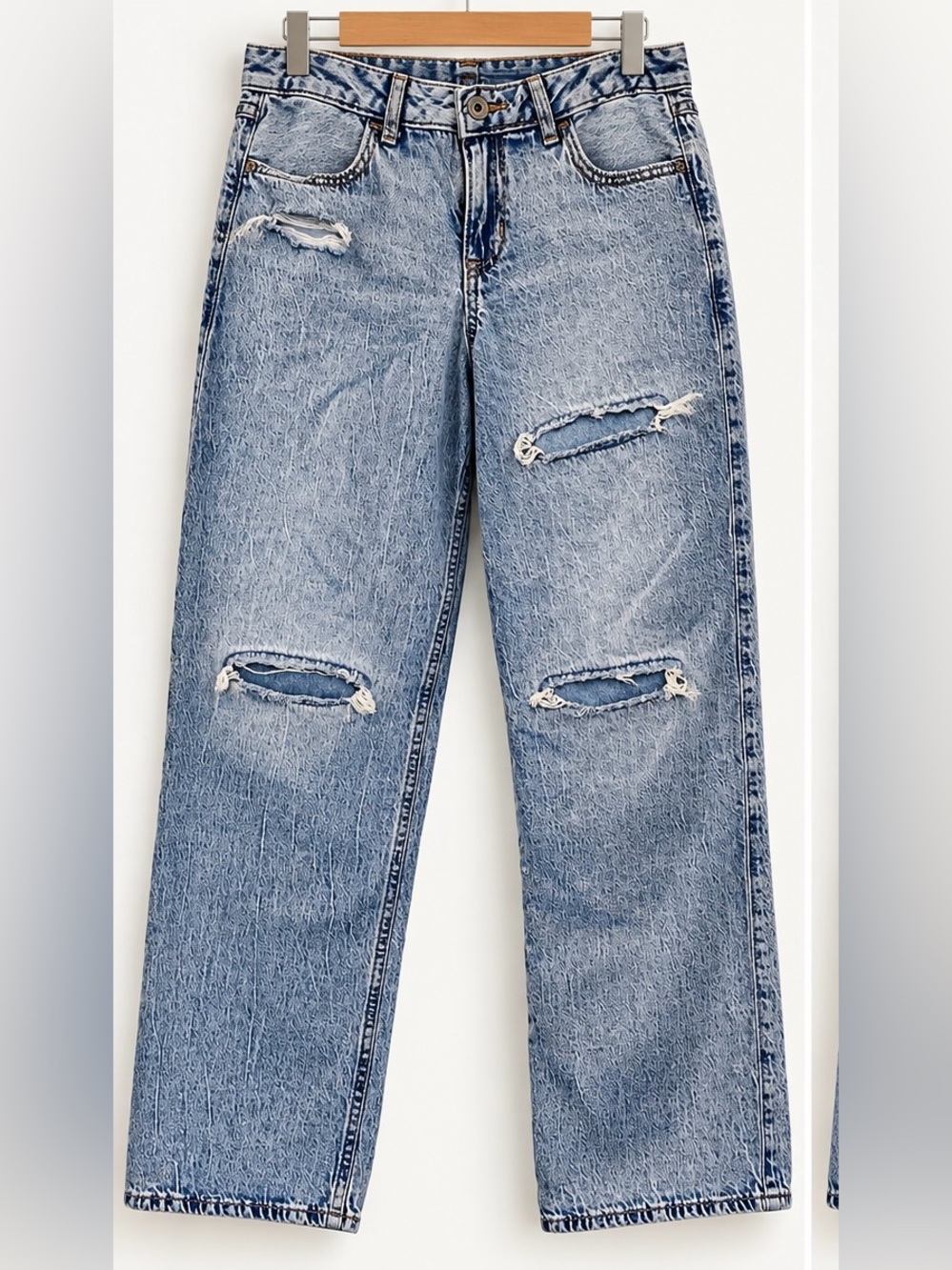 abercrombie kids Light Blue Distressed Baggy Jeans